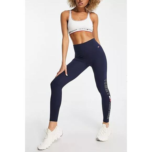Tommy Hilfiger Womens Active Leggings XXS Navy Blue High Rise Full Length NWT - Picture 1 of 8